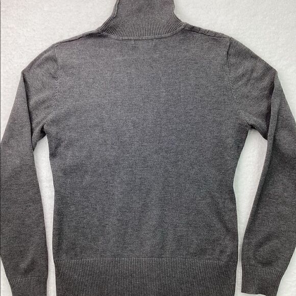 Eclectic Grey High Turtleneck Wavy Pattern Knit Sweater Size Large - Picture 2 of 16